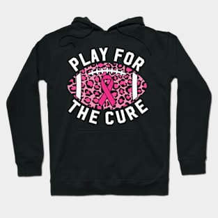 Play For A Cure Football Breast Cancer Awareness Support Leopard Print Sport Hoodie